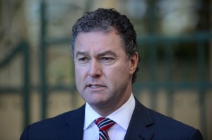 Queensland Education Minister John-Paul Langbroek speaks to the media in Brisbane, Monday, April 29, 2013. The Queensland government has confirmed it is considering closing state schools to save money. (AAP Image/Dan Peled) NO ARCHIVING